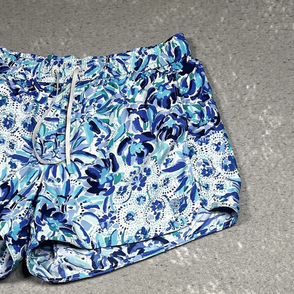 LILLY PULITZER Luxletic Run Around Shorts Womens L Blue Multi Dopamine Boost - Picture 5 of 13